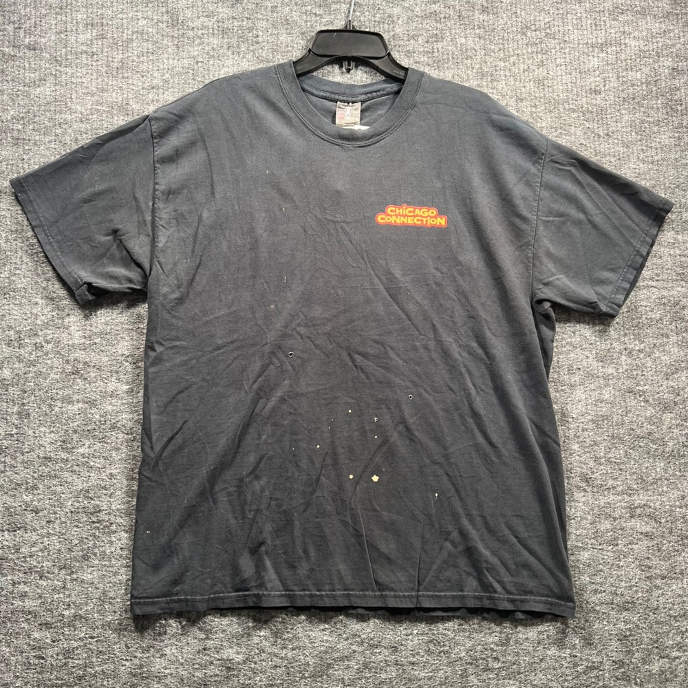 Vintage Hanes Beefy-T Chicago Connection Pizza Graphic T-Shirt Black XL
